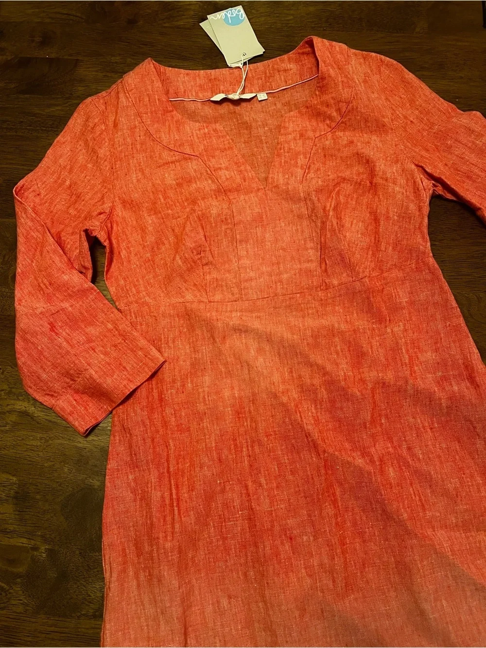 NWT Boden 100% Linen Mollie Tunic Coral Dress Lightweight Breathable - Picture 2 of 10